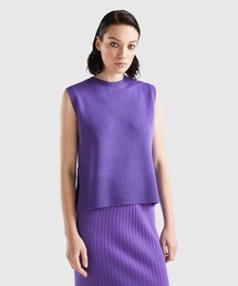 ユナイテッド カラーズ オブ ベネトン UNITED COLORS OF BENETTON. フロントデザインスリット丈クルーネックニット・セーター ユナイテッド カラーズ オブ ベネトン UNITED COLORS OF