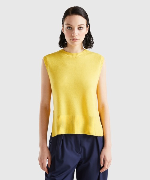 ユナイテッド カラーズ オブ ベネトン UNITED COLORS OF BENETTON. クルーネックサイドスリットニットベスト・ジレ （70G） BENETTON (UNITED COLORS OF BENETTON)（ベネトンユナイテッド