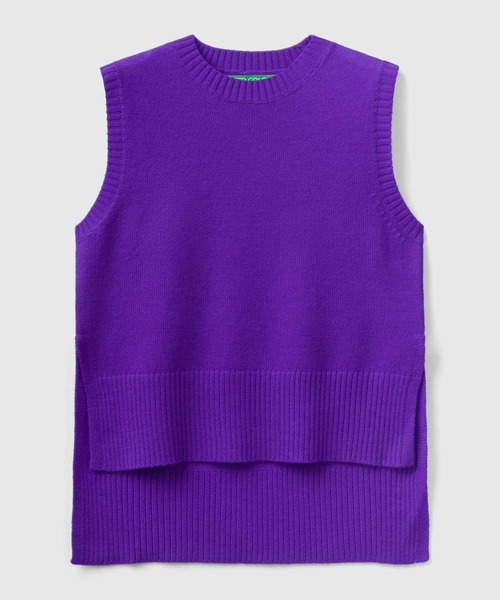 ユナイテッド カラーズ オブ ベネトン UNITED COLORS OF BENETTON. クルーネックサイドスリットニットベスト・ジレ （30F） BENETTON (UNITED COLORS OF BENETTON)（ベネトンユナイテッド