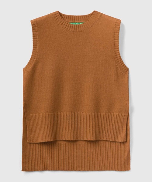 ユナイテッド カラーズ オブ ベネトン UNITED COLORS OF BENETTON. クルーネックサイドスリットニットベスト・ジレ （30F） BENETTON (UNITED COLORS OF BENETTON)（ベネトンユナイテッド
