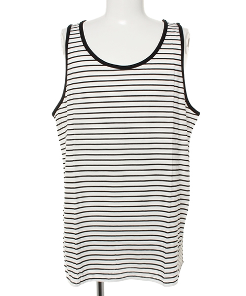 WEGO(ウィゴー)の「WEGO/ラウンドタンクトップ(タンクトップ・メンズ・ホワイト/ブラック系その他/ブラック・LARGE/MEDIUM)」の1枚目の写真