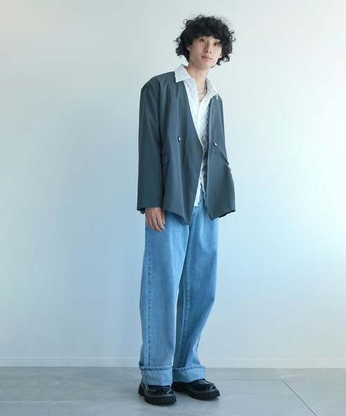 aimoha(アイモハ)の「aimoha menノーカラージャケット(ノーカラージャケット・メンズ・グレー/ブラック・M/L/XL)」の8枚目の写真