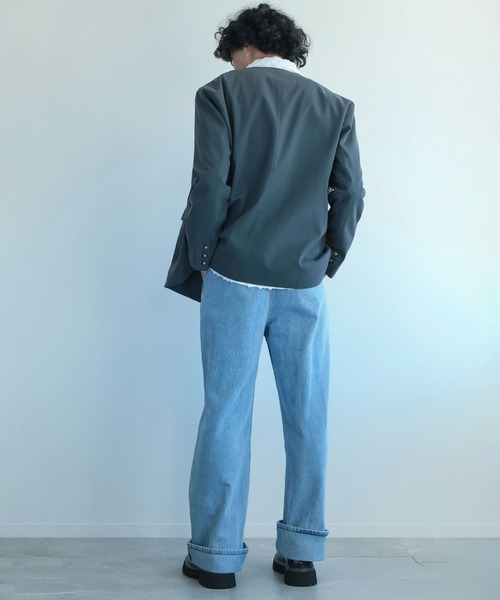 aimoha(アイモハ)の「aimoha menノーカラージャケット(ノーカラージャケット・メンズ・グレー/ブラック・M/L/XL)」の10枚目の写真