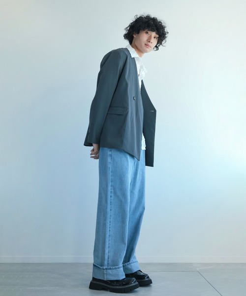 aimoha(アイモハ)の「aimoha menノーカラージャケット(ノーカラージャケット・メンズ・グレー/ブラック・M/L/XL)」の12枚目の写真