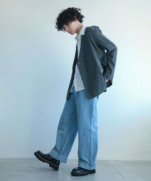 aimoha(アイモハ)の「aimoha menノーカラージャケット(ノーカラージャケット・メンズ・グレー/ブラック・M/L/XL)」の13枚目の写真