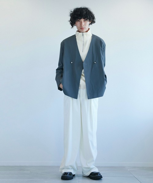 aimoha(アイモハ)の「aimoha menノーカラージャケット(ノーカラージャケット・メンズ・グレー/ブラック・M/L/XL)」の5枚目の写真