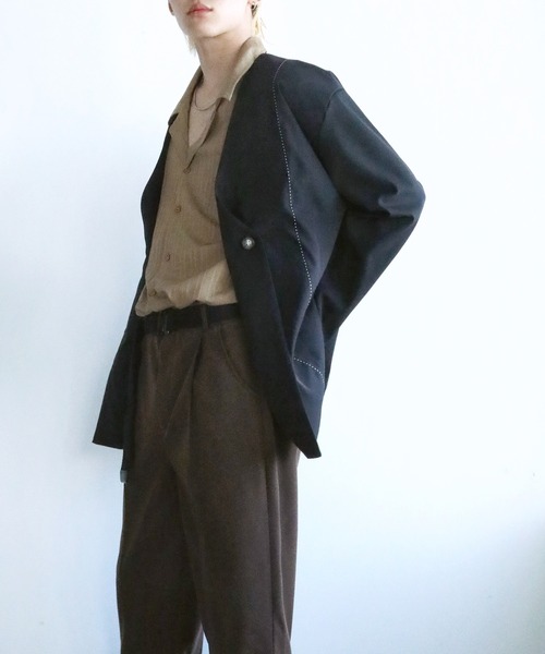 aimoha(アイモハ)の「aimoha menノーカラージャケット(ノーカラージャケット・メンズ・グレー/ブラック・M/L/XL)」の19枚目の写真
