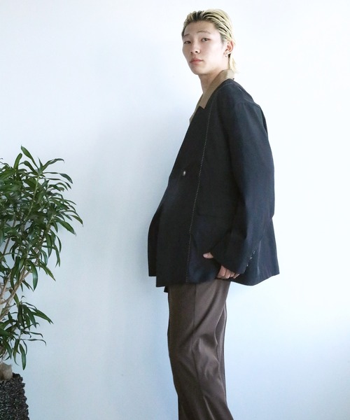 aimoha(アイモハ)の「aimoha menノーカラージャケット(ノーカラージャケット・メンズ・グレー/ブラック・M/L/XL)」の20枚目の写真