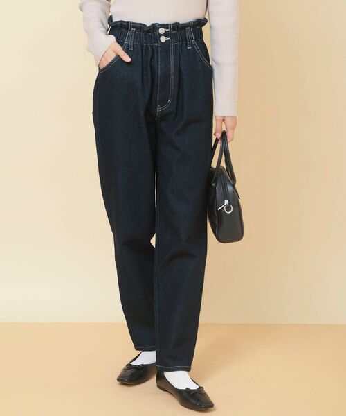 rps（アールピーエス）の「ウエストギャザーマムパンツ（デニムパンツ・レディース・アイボリー/カーキ/ブルー/インディゴブルー/ネイビー/ブラック・L/M）」の5枚目の写真