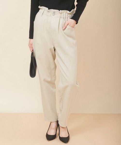 rps（アールピーエス）の「ウエストギャザーマムパンツ（デニムパンツ・レディース・アイボリー/カーキ/ブルー/インディゴブルー/ネイビー/ブラック・L/M）」の3枚目の写真