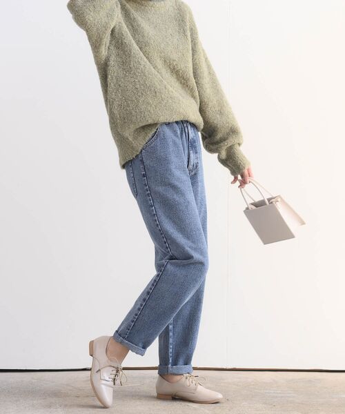 rps（アールピーエス）の「ウエストギャザーマムパンツ（デニムパンツ・レディース・アイボリー/カーキ/ブルー/インディゴブルー/ネイビー/ブラック・L/M）」の19枚目の写真