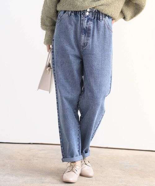 rps（アールピーエス）の「ウエストギャザーマムパンツ（デニムパンツ・レディース・アイボリー/カーキ/ブルー/インディゴブルー/ネイビー/ブラック・L/M）」の18枚目の写真