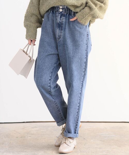 rps（アールピーエス）の「ウエストギャザーマムパンツ（デニムパンツ・レディース・アイボリー/カーキ/ブルー/インディゴブルー/ネイビー/ブラック・L/M）」の17枚目の写真