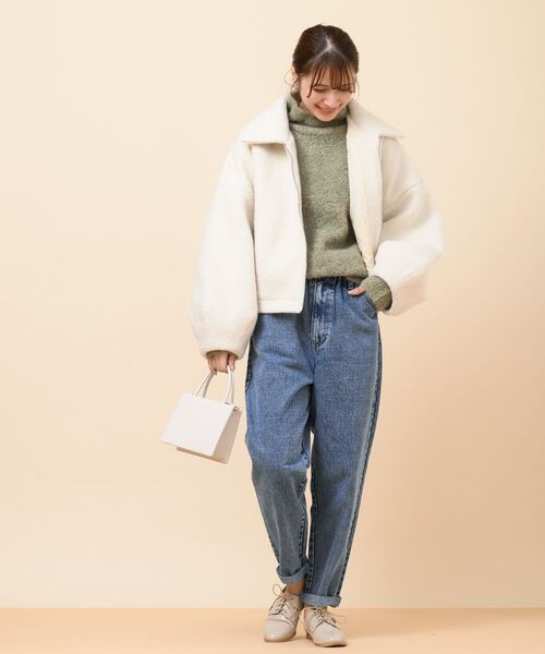 rps（アールピーエス）の「ウエストギャザーマムパンツ（デニムパンツ・レディース・アイボリー/カーキ/ブルー/インディゴブルー/ネイビー/ブラック・L/M）」の14枚目の写真