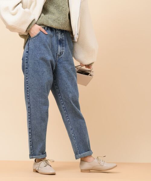 rps（アールピーエス）の「ウエストギャザーマムパンツ（デニムパンツ・レディース・アイボリー/カーキ/ブルー/インディゴブルー/ネイビー/ブラック・L/M）」の13枚目の写真