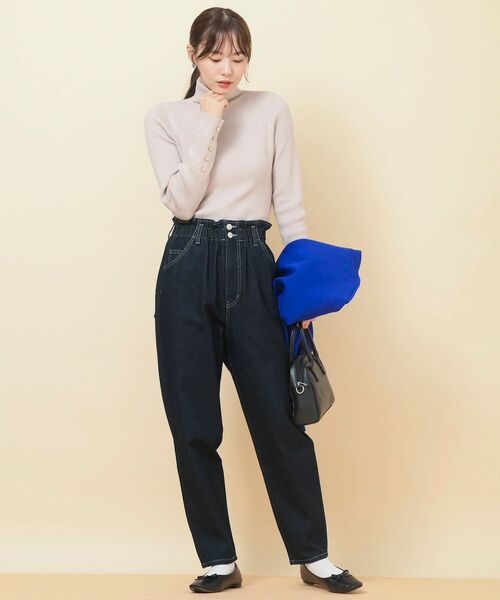 rps（アールピーエス）の「ウエストギャザーマムパンツ（デニムパンツ・レディース・アイボリー/カーキ/ブルー/インディゴブルー/ネイビー/ブラック・L/M）」の12枚目の写真