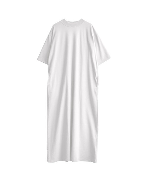 zootie（ズーティー）の「【見た目はON、着心地はOFF。】こなれリラックス 半袖ハイネックワンピース（ワンピース・レディース・ブラウン/オフホワイト/ブルー/ブラック×ホワイト/ブラック/グレイッシュベージュ/ダークブラウン/ネイビー/杢グレー/ダークグリーン・M）」の17枚目の写真