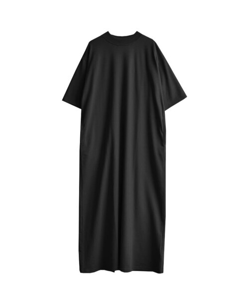 zootie（ズーティー）の「【見た目はON、着心地はOFF。】こなれリラックス 半袖ハイネックワンピース（ワンピース・レディース・ブラウン/オフホワイト/ブルー/ブラック×ホワイト/ブラック/グレイッシュベージュ/ダークブラウン/ネイビー/杢グレー/ダークグリーン・M）」の18枚目の写真