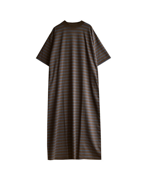 zootie（ズーティー）の「【見た目はON、着心地はOFF。】こなれリラックス 半袖ハイネックワンピース（ワンピース・レディース・ブラウン/オフホワイト/ブルー/ブラック×ホワイト/ブラック/グレイッシュベージュ/ダークブラウン/ネイビー/杢グレー/ダークグリーン・M）」の22枚目の写真