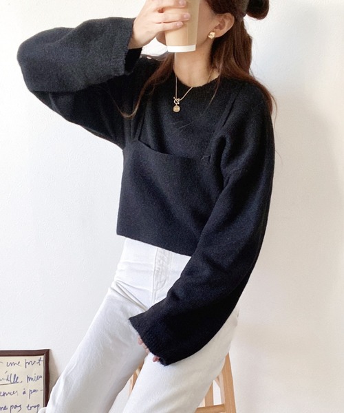 mily bilet(ミウィビレット)の「【mily bilet】一点投入で今っぽさUP。キャミソールアンサンブルニット(ニット/セーター・レディース・アイボリー/ブラック/ベージュ系その他・X-LARGE/SMALL/MEDIUM/LARGE)」の8枚目の写真