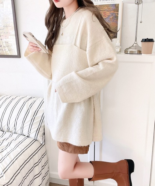 mily bilet(ミウィビレット)の「【mily bilet】一点投入で今っぽさUP。キャミソールアンサンブルニット(ニット/セーター・レディース・アイボリー/ブラック/ベージュ系その他・X-LARGE/SMALL/MEDIUM/LARGE)」の10枚目の写真