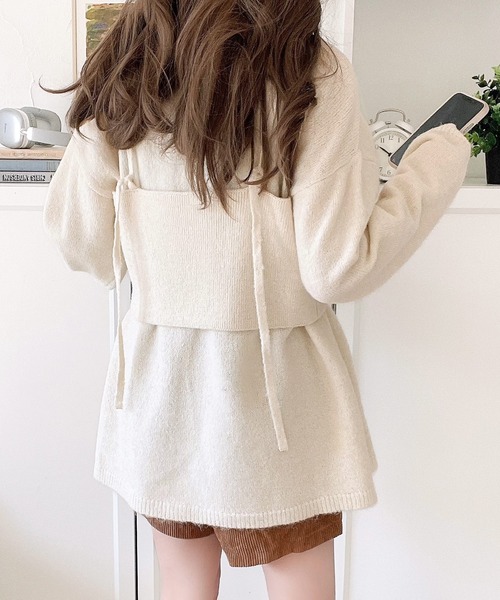 mily bilet(ミウィビレット)の「【mily bilet】一点投入で今っぽさUP。キャミソールアンサンブルニット(ニット/セーター・レディース・アイボリー/ブラック/ベージュ系その他・X-LARGE/SMALL/MEDIUM/LARGE)」の12枚目の写真
