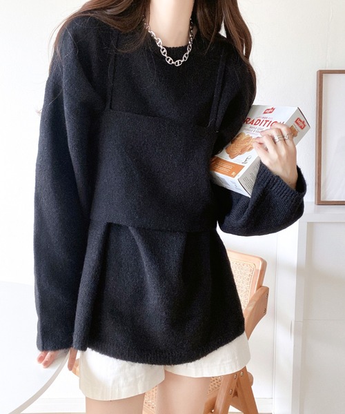 mily bilet(ミウィビレット)の「【mily bilet】一点投入で今っぽさUP。キャミソールアンサンブルニット(ニット/セーター・レディース・アイボリー/ブラック/ベージュ系その他・X-LARGE/SMALL/MEDIUM/LARGE)」の14枚目の写真