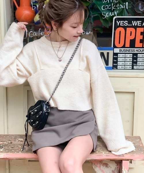 mily bilet(ミウィビレット)の「【mily bilet】一点投入で今っぽさUP。キャミソールアンサンブルニット(ニット/セーター・レディース・アイボリー/ブラック/ベージュ系その他・X-LARGE/SMALL/MEDIUM/LARGE)」の18枚目の写真