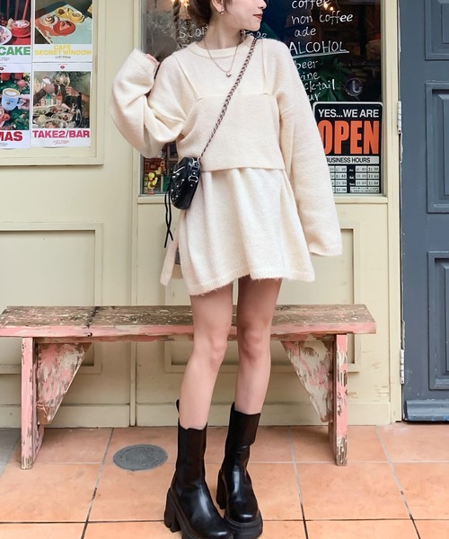 mily bilet(ミウィビレット)の「【mily bilet】一点投入で今っぽさUP。キャミソールアンサンブルニット(ニット/セーター・レディース・アイボリー/ブラック/ベージュ系その他・X-LARGE/SMALL/MEDIUM/LARGE)」の17枚目の写真
