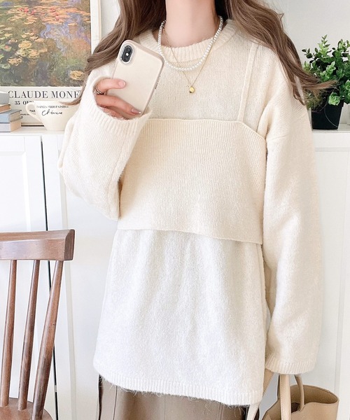 mily bilet(ミウィビレット)の「【mily bilet】一点投入で今っぽさUP。キャミソールアンサンブルニット(ニット/セーター・レディース・アイボリー/ブラック/ベージュ系その他・X-LARGE/SMALL/MEDIUM/LARGE)」の21枚目の写真