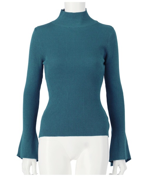 CHILLE（チル）の「ハイネックベルスリーブニットトップス（ニット/セーター・レディース・ブラック/グレイッシュベージュ/ブルーグリーン/レッド・FREE）」の15枚目の写真