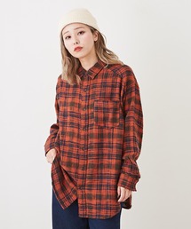 CUBE SUGAR | 度甘ネルチェック長袖ビッグシャツ(シャツ/ブラウス)