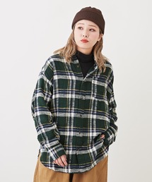 CUBE SUGAR | 度甘ネルチェック長袖ビッグシャツ(シャツ/ブラウス)