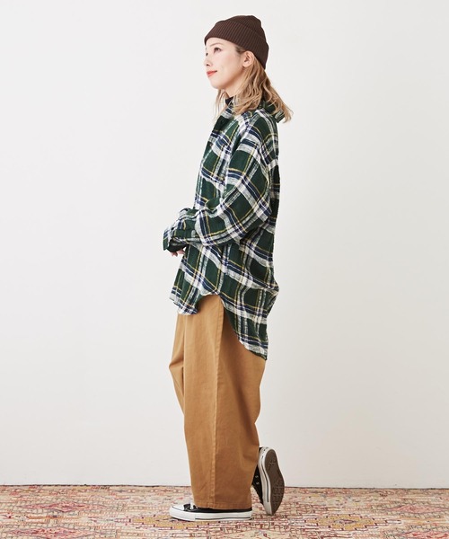 CUBE SUGAR（キューブシュガー）の「度甘ネルチェック長袖ビッグシャツ（シャツ/ブラウス・レディース・グリーン/マルチ/グレー/オレンジ/パープル・M）」の13枚目の写真