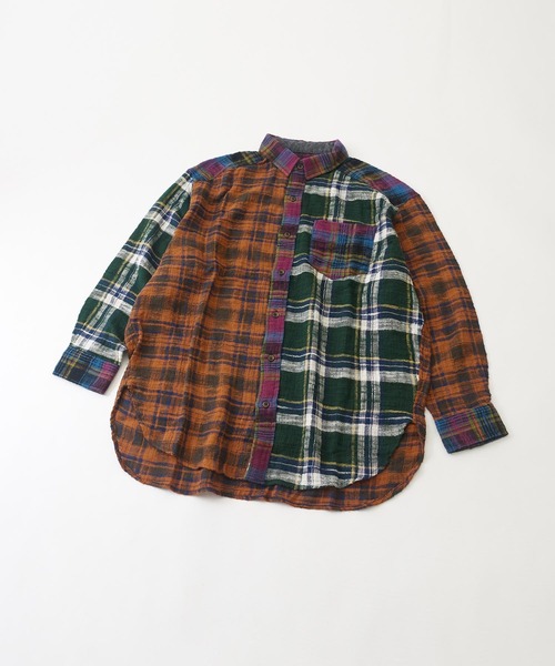 CUBE SUGAR（キューブシュガー）の「度甘ネルチェック長袖ビッグシャツ（シャツ/ブラウス・レディース・グリーン/マルチ/グレー/オレンジ/パープル・M）」の21枚目の写真