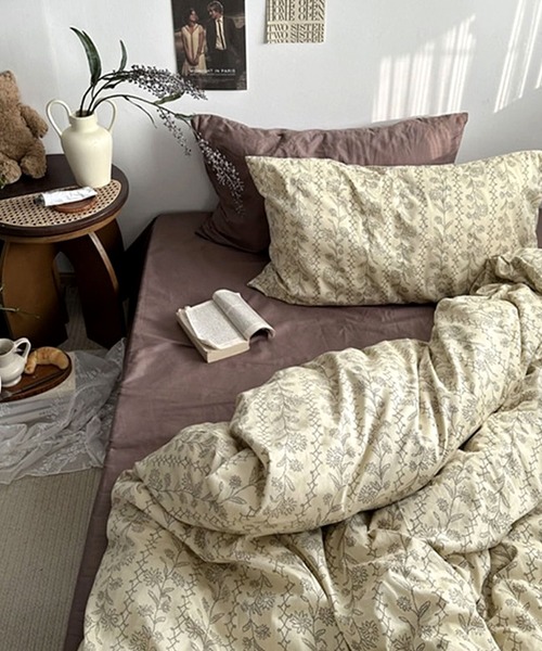 【セール】【 ammy. / エイミードット 】 レトロ フラワー デザイン ベッド シーツカバー 枕カバー 寝具セット / シングル（寝具）｜ammy.（エイミードット）