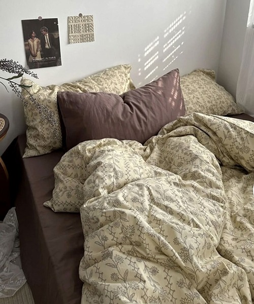 【セール】【 ammy. / エイミードット 】 レトロ フラワー デザイン ベッド シーツカバー 枕カバー 寝具セット / シングル（寝具）｜ammy.（エイミードット）