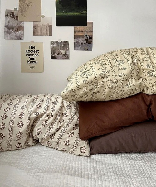 【セール】【 ammy. / エイミードット 】 レトロ フラワー デザイン ベッド シーツカバー 枕カバー 寝具セット / シングル（寝具）｜ammy.（エイミードット）