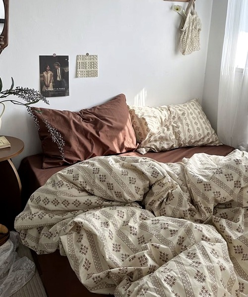 【セール】【 ammy. / エイミードット 】 レトロ フラワー デザイン ベッド シーツカバー 枕カバー 寝具セット / シングル（寝具）｜ammy.（エイミードット）