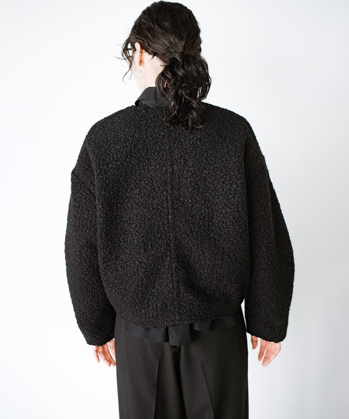 haco!（ハコ）の「ワントーンコーデも決まる！あったかくって、かっこいいショートジャケット（ノーカラージャケット・レディース・アイボリー/ブラック・SMALL/X-LARGE/LARGE/MEDIUM）」の18枚目の写真