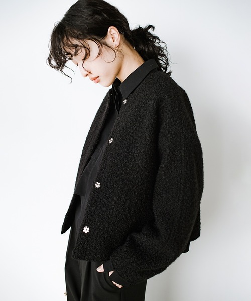 haco!（ハコ）の「ワントーンコーデも決まる！あったかくって、かっこいいショートジャケット（ノーカラージャケット・レディース・アイボリー/ブラック・SMALL/X-LARGE/LARGE/MEDIUM）」の21枚目の写真