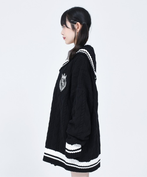 未使用 TRAVAS TOKYO セーラーカラーPコート エンブレムワッペン付き TRAVAS TOKYO - TRAVAS TOKYO Sailor collor emblemセーラーニットの