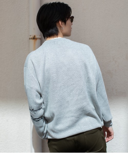 En serio TOKYO(エンソリオトーキョー)の「コットンタッチダブルジャガード 有刺鉄線モチーフ クルーネックニット(ニット/セーター・メンズ・ブラック/グレー/ネイビー・M/L)」の12枚目の写真