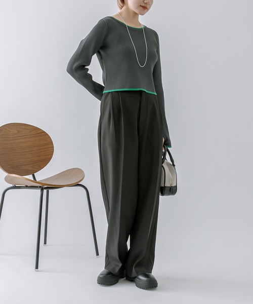 mline（エムライン）の「［mline］配色ロゴトップス（ニット/セーター・レディース・チャコールグレー/オフホワイト/オレンジ/グリーン・FREE）」の22枚目の写真