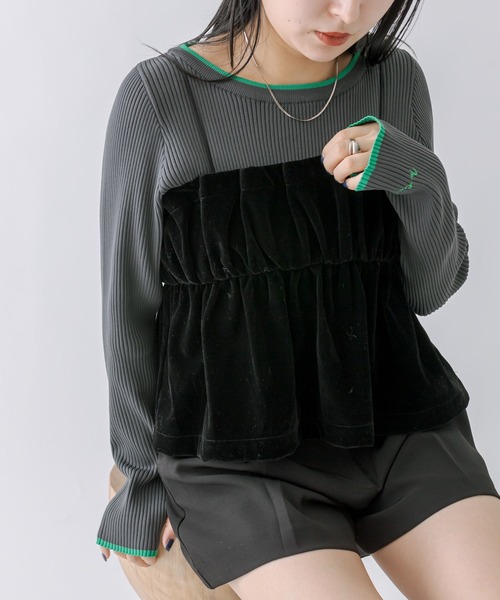 mline（エムライン）の「［mline］配色ロゴトップス（ニット/セーター・レディース・チャコールグレー/オフホワイト/オレンジ/グリーン・FREE）」の21枚目の写真