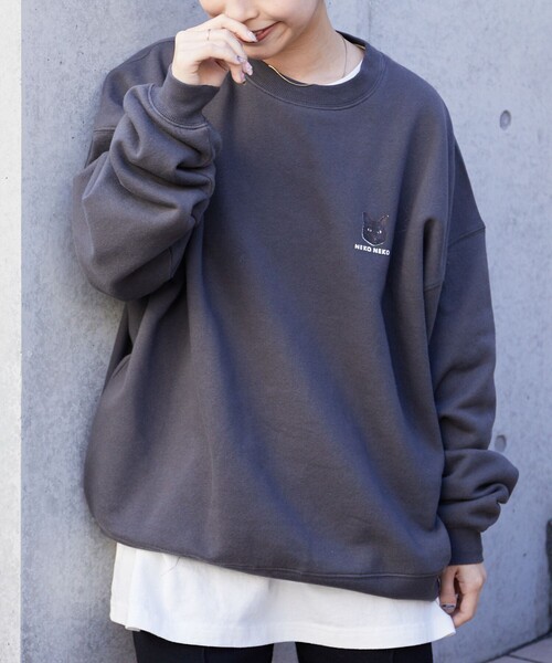 PUBLUX(パブリュクス)の「NEKONEKO × PUBLUX/パブリュクス NEKONEKO食パンスウェット(スウェット・レディース・グレー/ネイビー/チャコールグレー/アイボリー・L/S/M)」の9枚目の写真