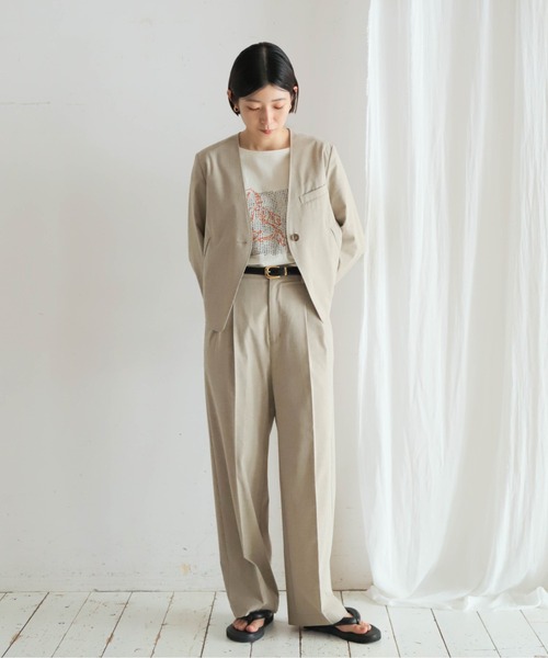 NOMBRE IMPAIR（ノンブルアンペール）の「ポリレーヨン麻　ショートジャケット（テーラードジャケット・レディース・グレー/ライトグレー/ベージュ/ブラック・FREE）」の14枚目の写真