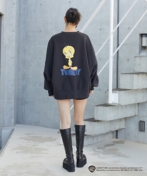 トレーナー スウェット LOONEYTUNES×ENVYMコラボプルオーバー レディース ENVYM トレーナー スウェット LOONEYTUNES×ENVYMコラボプル