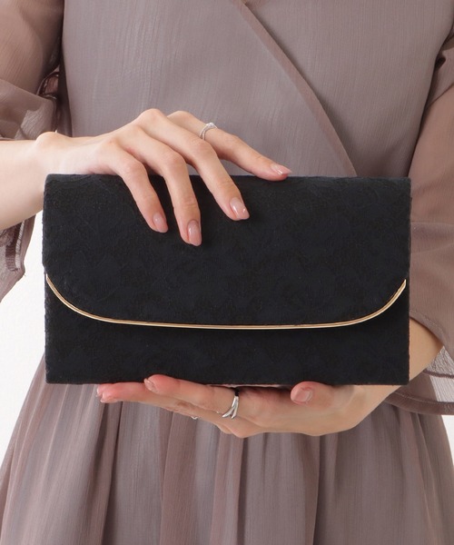 Lace Ladies(レースレディース)の「総レース メタリックバー付き スクエア クラッチ バッグ(クラッチバッグ・レディース・アイボリー/グレー/ブラック・FREE)」の5枚目の写真