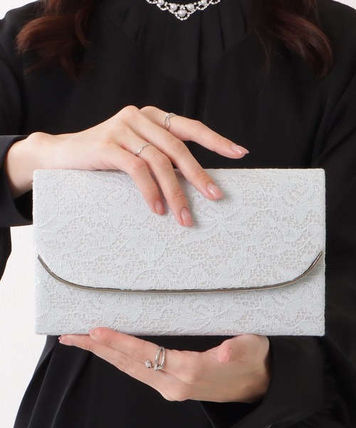 Lace Ladies(レースレディース)の「総レース メタリックバー付き スクエア クラッチ バッグ(クラッチバッグ・レディース・アイボリー/グレー/ブラック・FREE)」の13枚目の写真